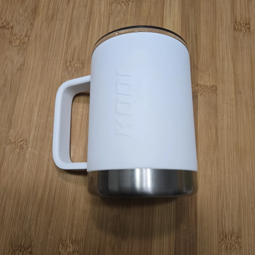 KODI mug by HEB White Matte Stainless Steel Mug with handle and lid